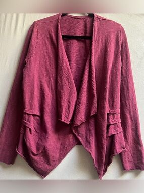 Draped Open Front Cardigan 100% Cotton Made in USA M